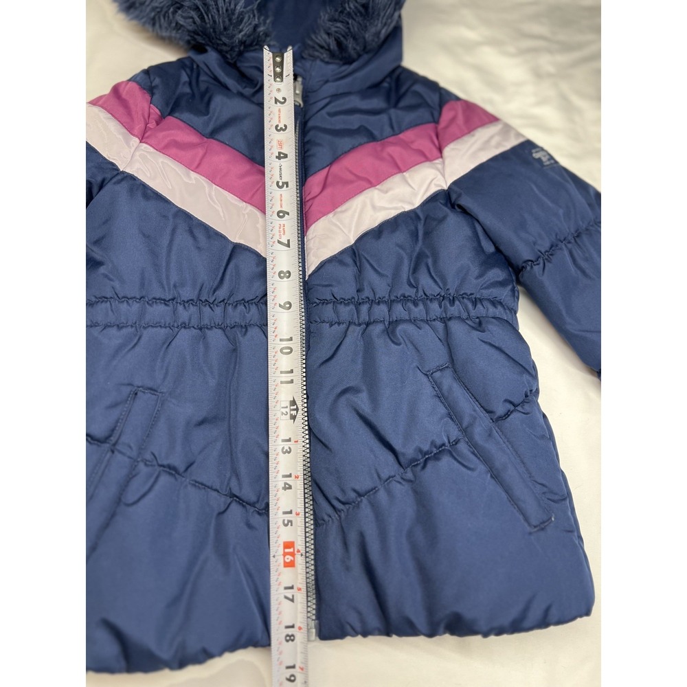 OshKosh B'gosh Winter Jacket Girls Coat Size 5/6 Cute!! Blue Pink Retro Stripes - Picture 9 of 13